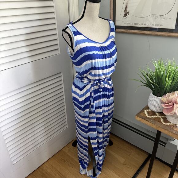 VINEYARD VINES Womens Dress Small Blue Striped Maxi Beach Cover Up Summer Preppy - Picture 3 of 11